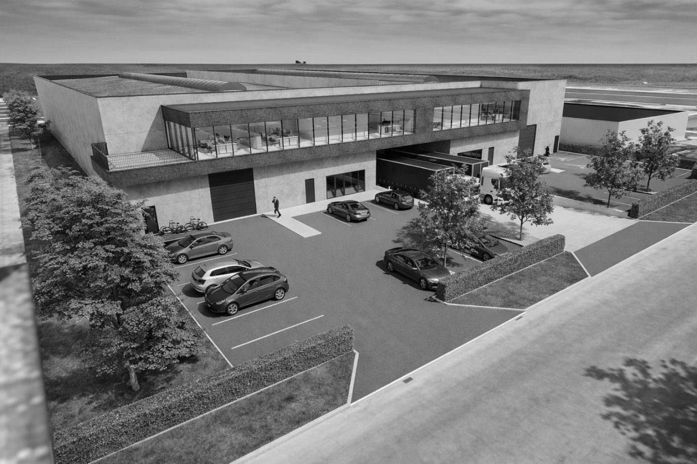 Magazijn met kantoor en laadkade aan de R4 te Gent